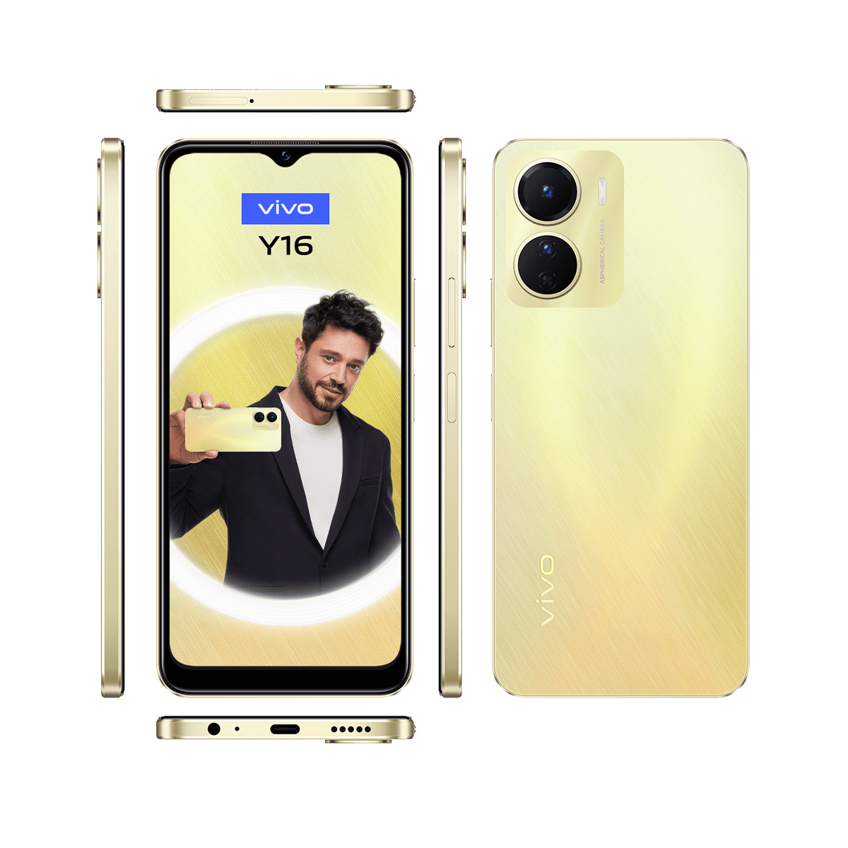vivo Y16 4GB+64GB Işıltılı Altın_5